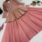Designer Crunchy Silk Embroidered Peplum Top with Lehenga