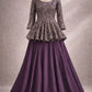 Designer Crunchy Silk Embroidered Peplum Top with Lehenga