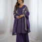 Designer Crunchy Silk Embroidered Sharara Suit Set