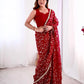 Designer Crunchy Silk Saree with Embroidery and Sequins
