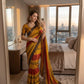 Designer Embroidered Chiffon Silk Saree with Stitched Blouse for Festive and Party Wear