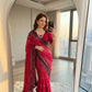 Designer Embroidered Chiffon Silk Saree with Stitched Blouse for Festive and Party Wear