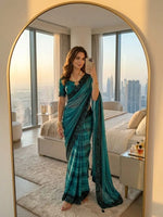 Designer Embroidered Chiffon Silk Saree with Stitched Blouse for Festive and Party Wear