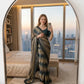 Designer Embroidered Chiffon Silk Saree with Stitched Blouse for Festive and Party Wear
