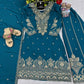 Designer Embroidered Chinon Top Palazzo and Dupatta Set