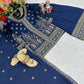 Designer Embroidered Chinon Top Palazzo and Dupatta Set