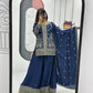 Designer Embroidered Chinon Top Palazzo and Dupatta Set