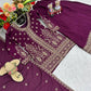 Designer Embroidered Chinon Top Palazzo and Dupatta Set