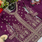 Designer Embroidered Chinon Top Palazzo and Dupatta Set