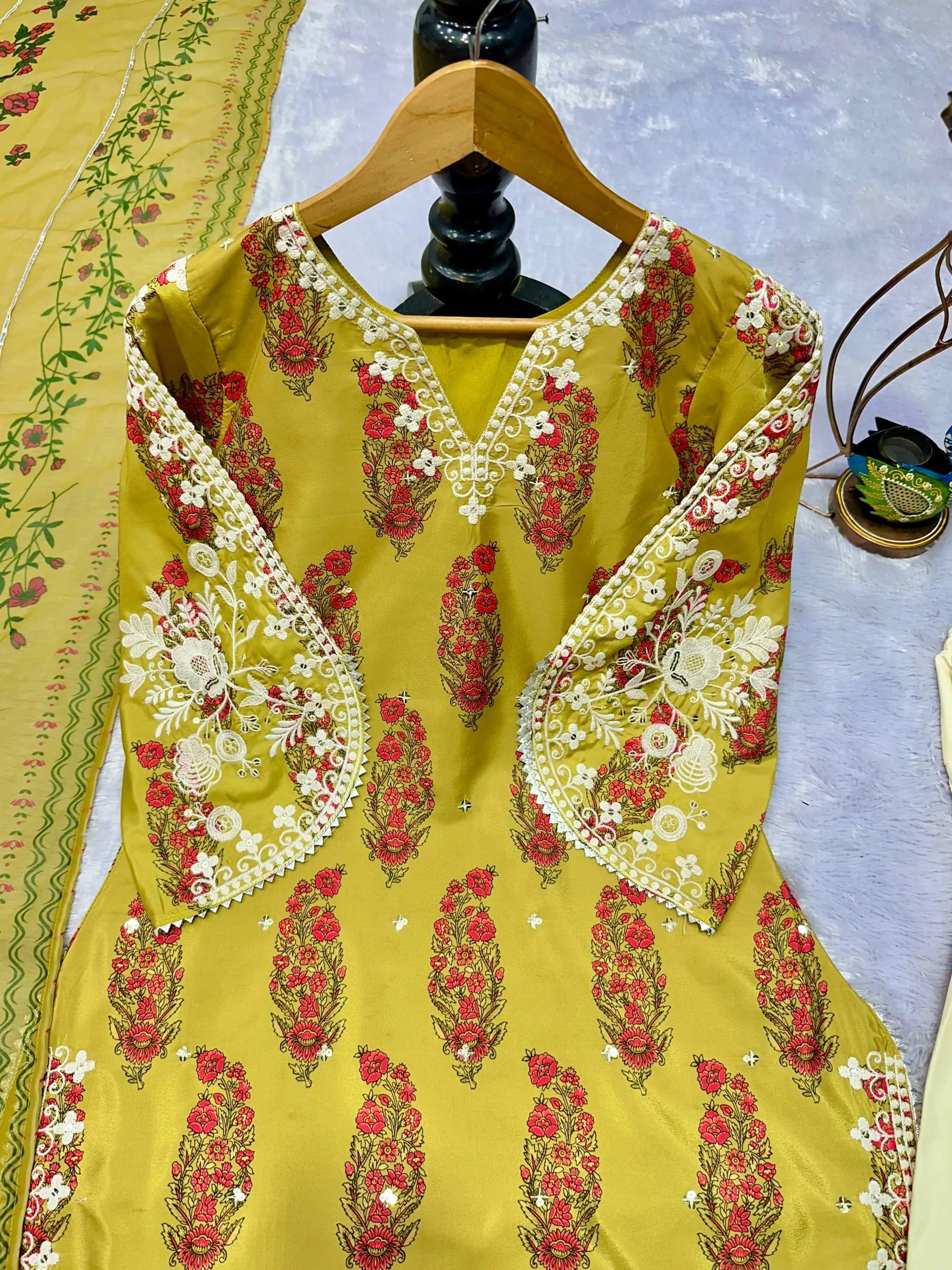 Designer Embroidered Farsi Suit Set for Festive and Family Occasions