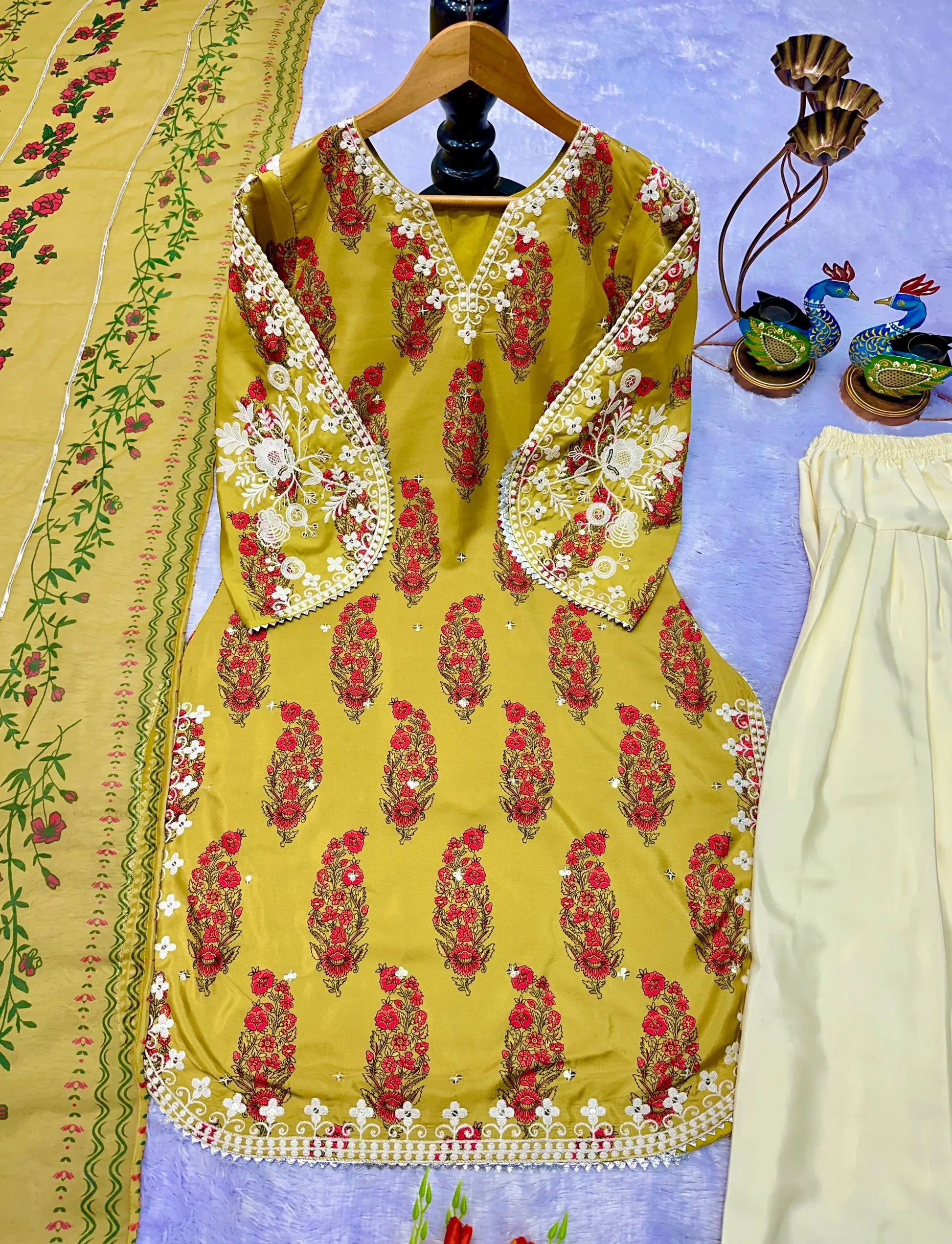 Designer Embroidered Farsi Suit Set for Festive and Family Occasions