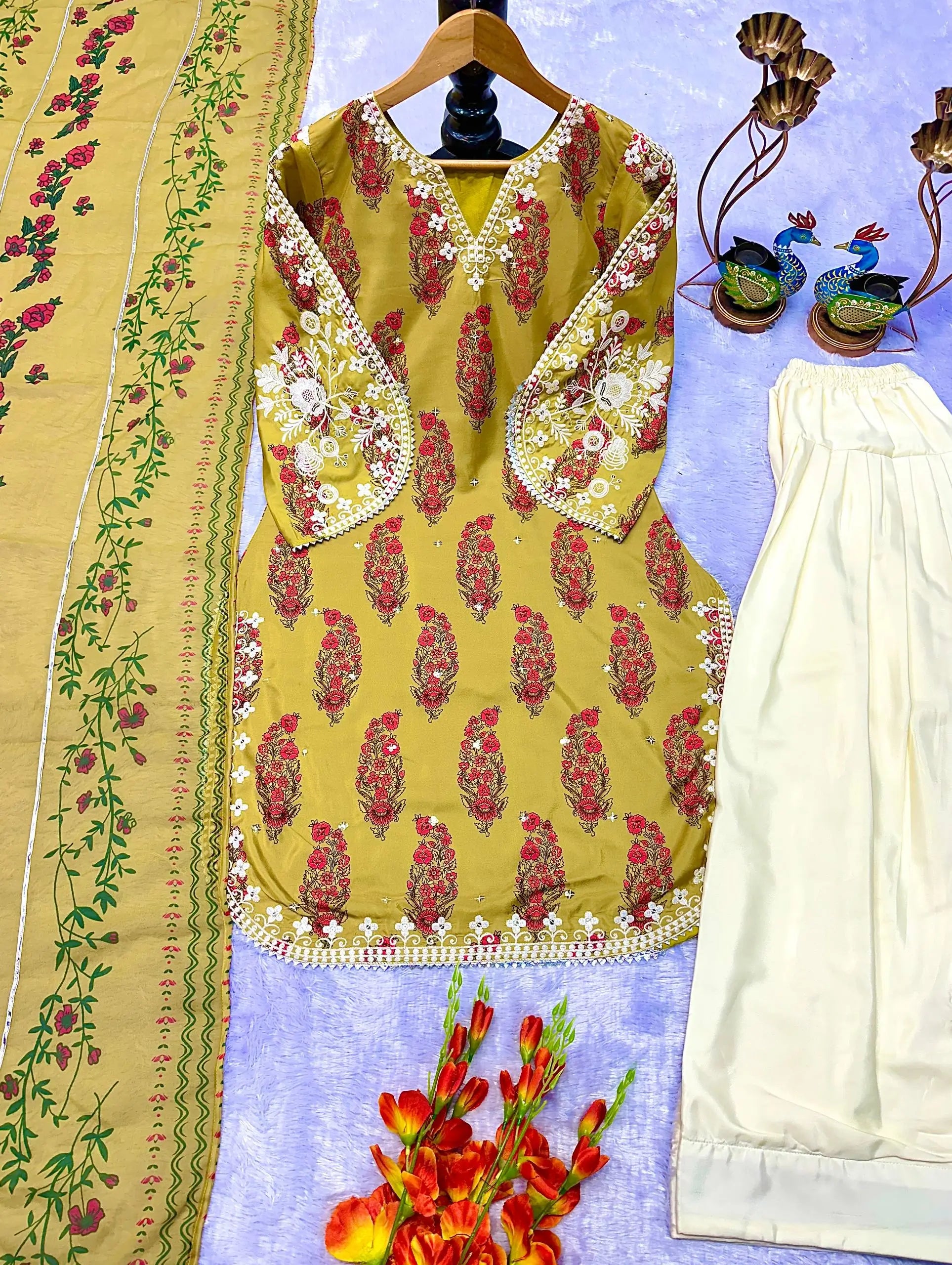 Designer Embroidered Farsi Suit Set for Festive and Family Occasions