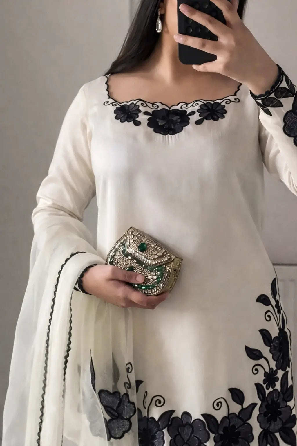 Designer Embroidered Fendy Silk Plazo Set for Festive and Party Wear