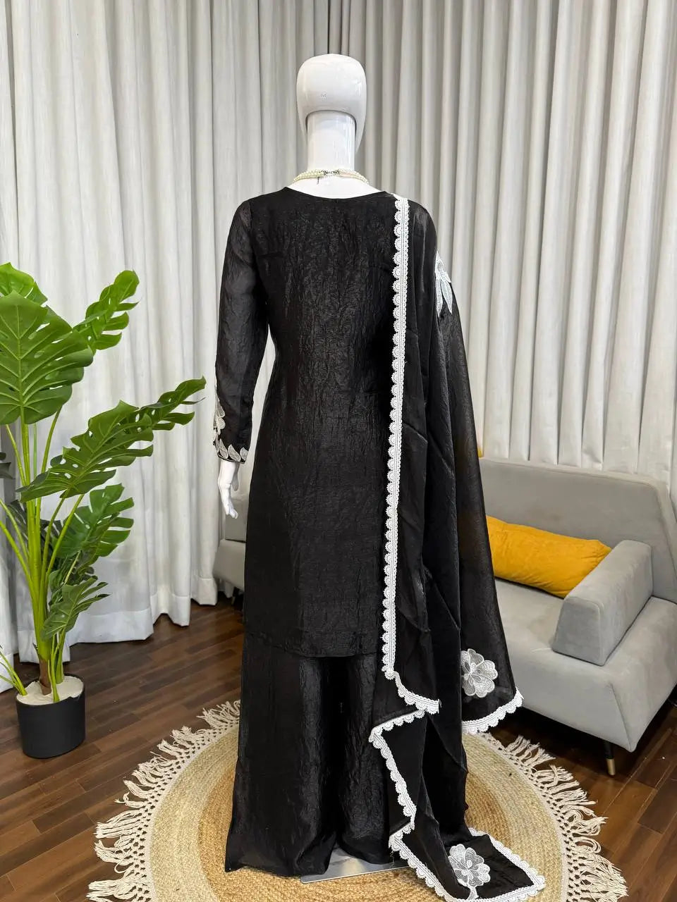 Designer Embroidered Fendy Silk Plazo Set for Festive and Party Wear
