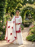 Designer Embroidered Fendy Silk Plazo Set for Festive and Party Wear
