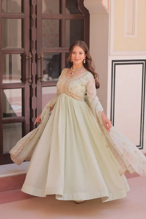 Designer Embroidered Georgette Anarkali Gown with Dupatta