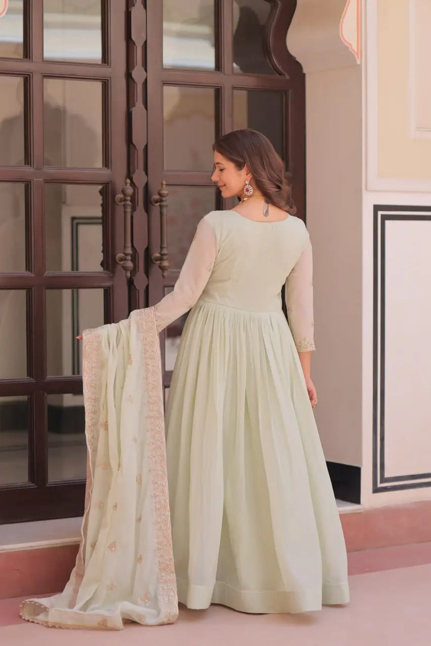 Designer Embroidered Georgette Anarkali Gown with Dupatta