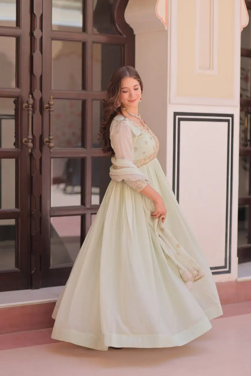 Designer Embroidered Georgette Anarkali Gown with Dupatta