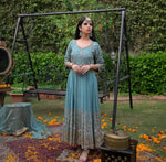 Designer Embroidered Georgette Gown with Dupatta Set