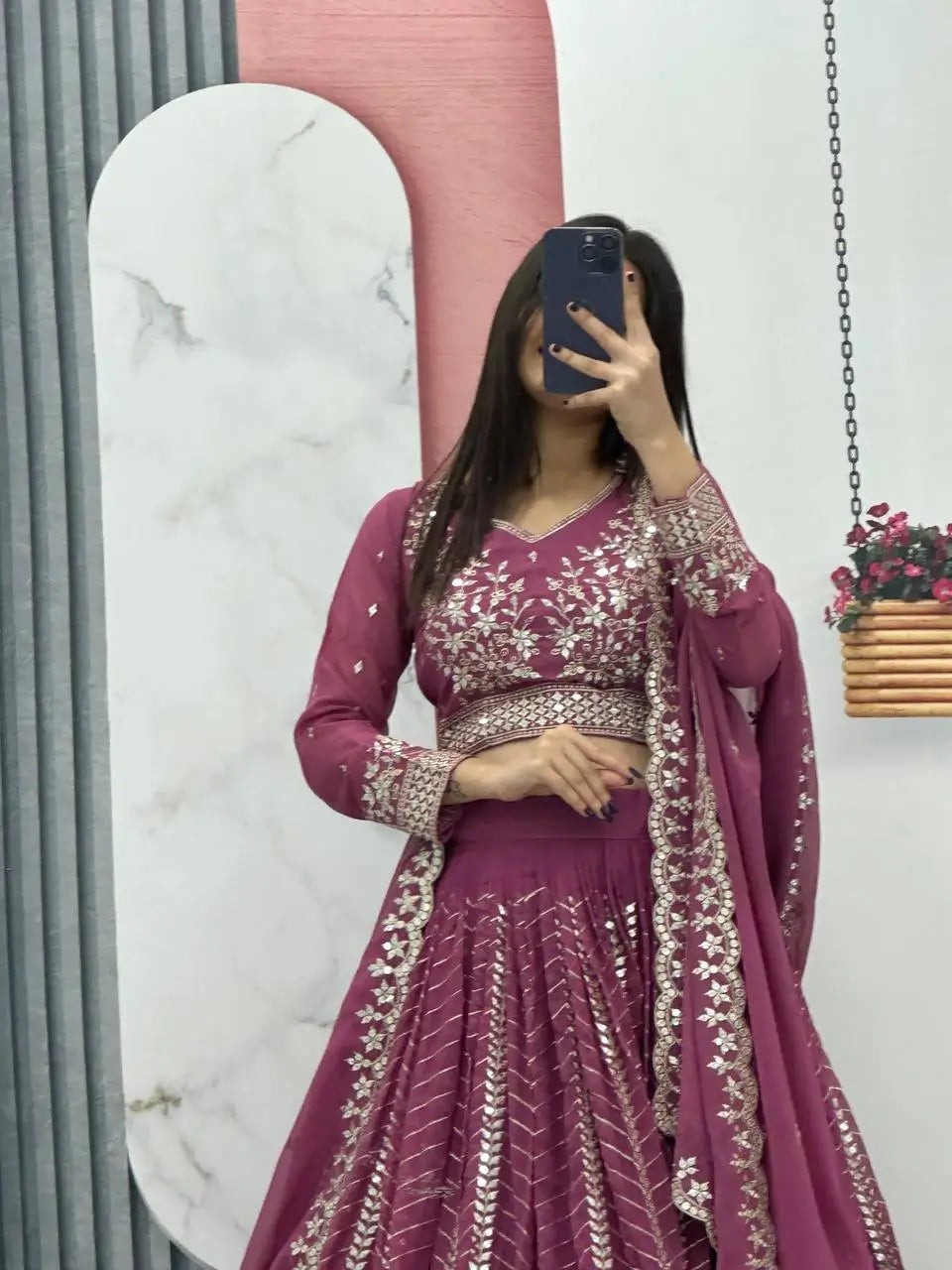 Designer Embroidered Georgette Lehenga Choli Set