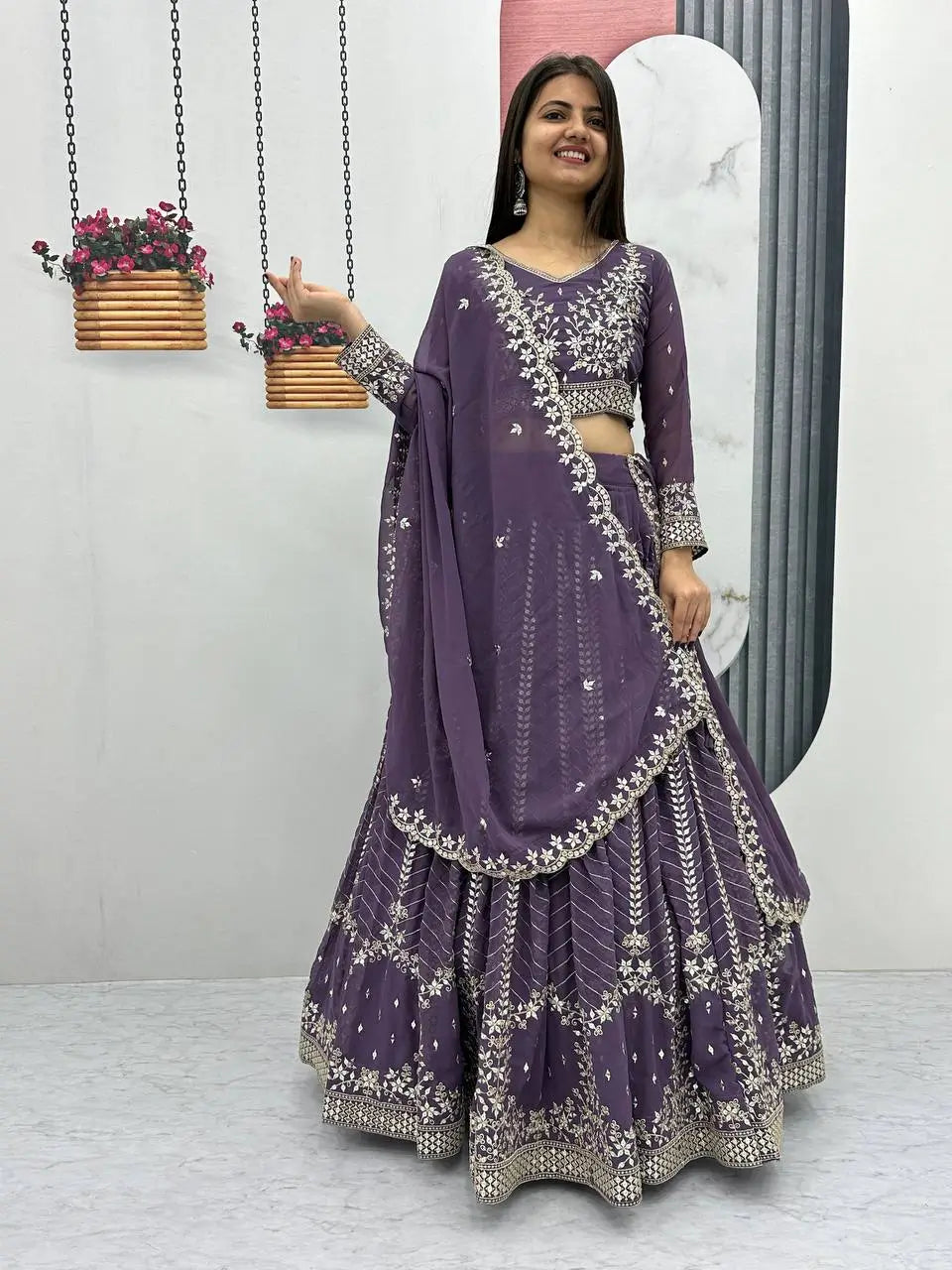 Designer Embroidered Georgette Lehenga Choli Set
