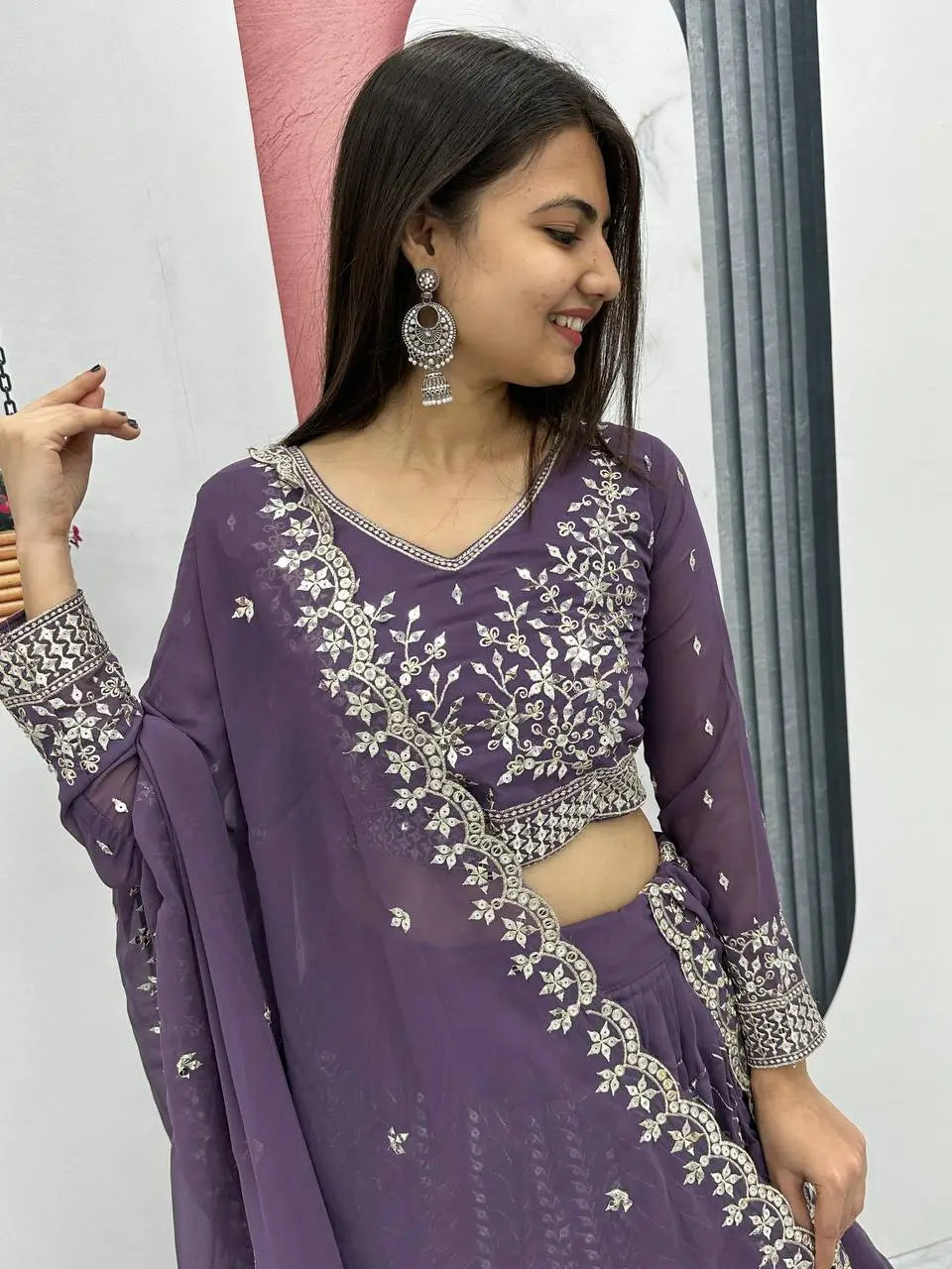 Designer Embroidered Georgette Lehenga Choli Set