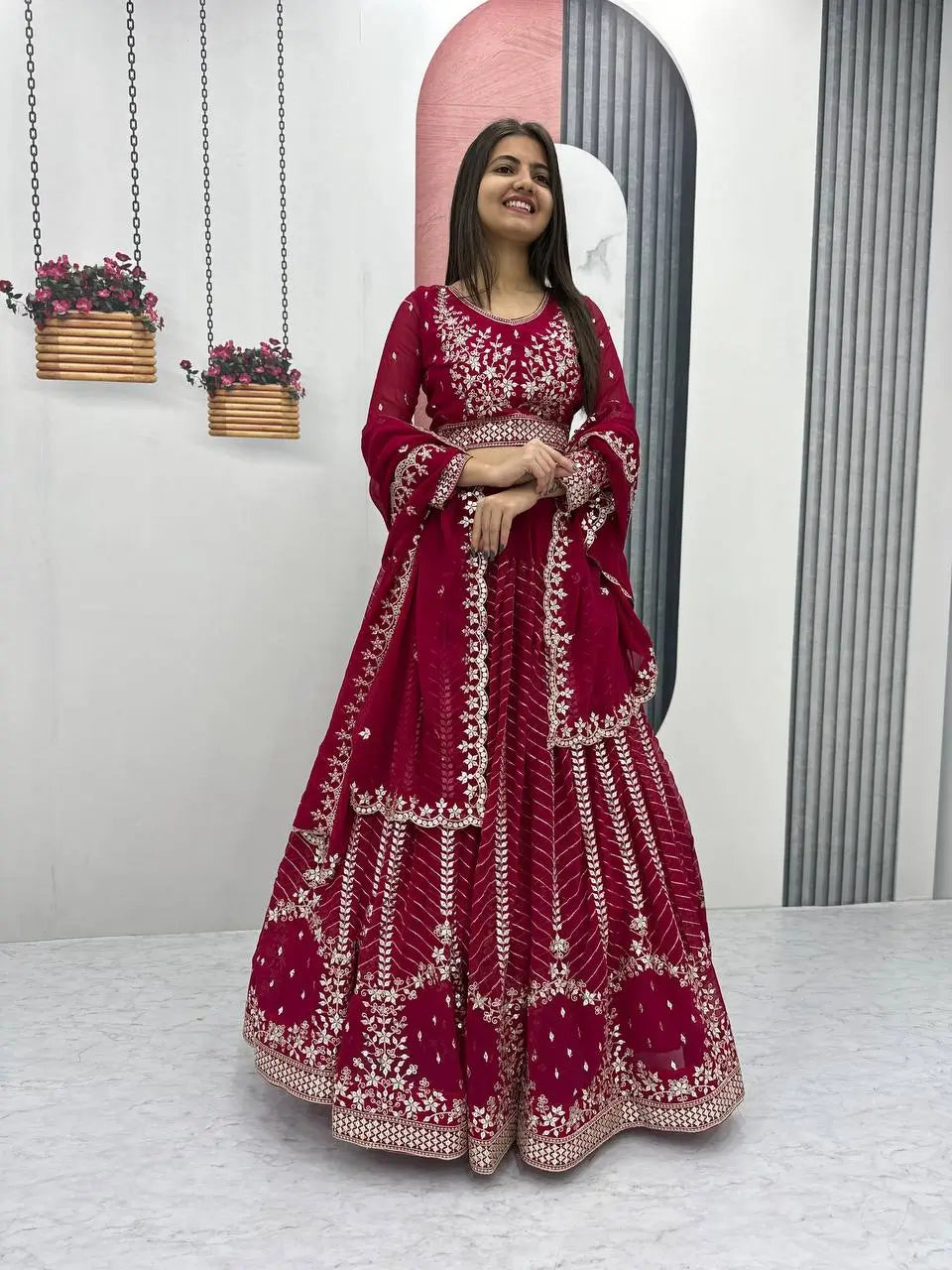 Designer Embroidered Georgette Lehenga Choli Set