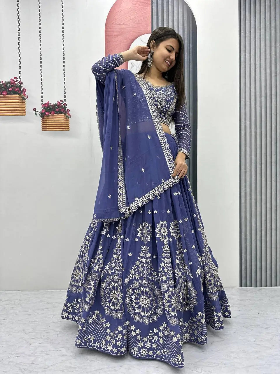 Designer Embroidered Georgette Lehenga Choli Set