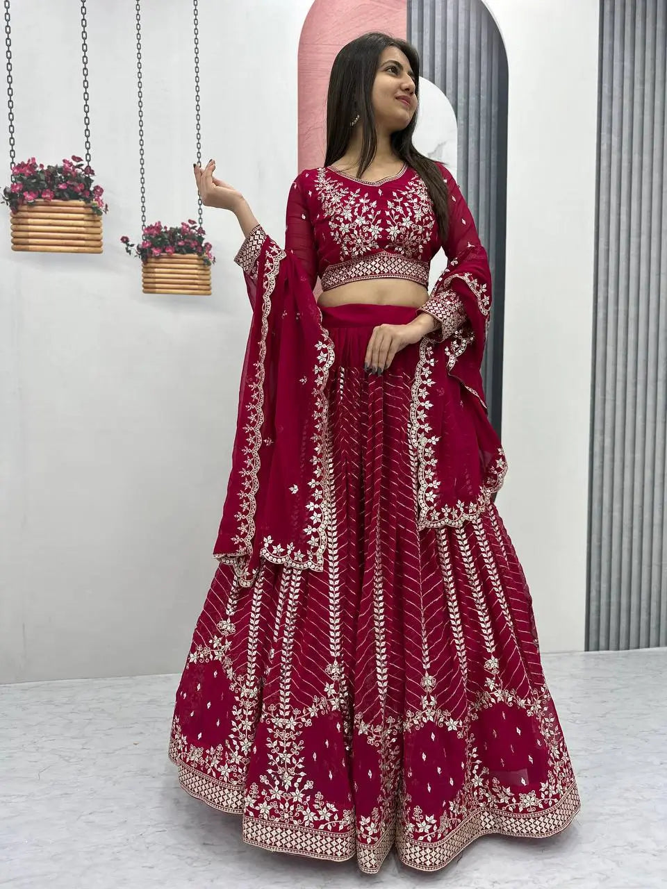 Designer Embroidered Georgette Lehenga Choli Set