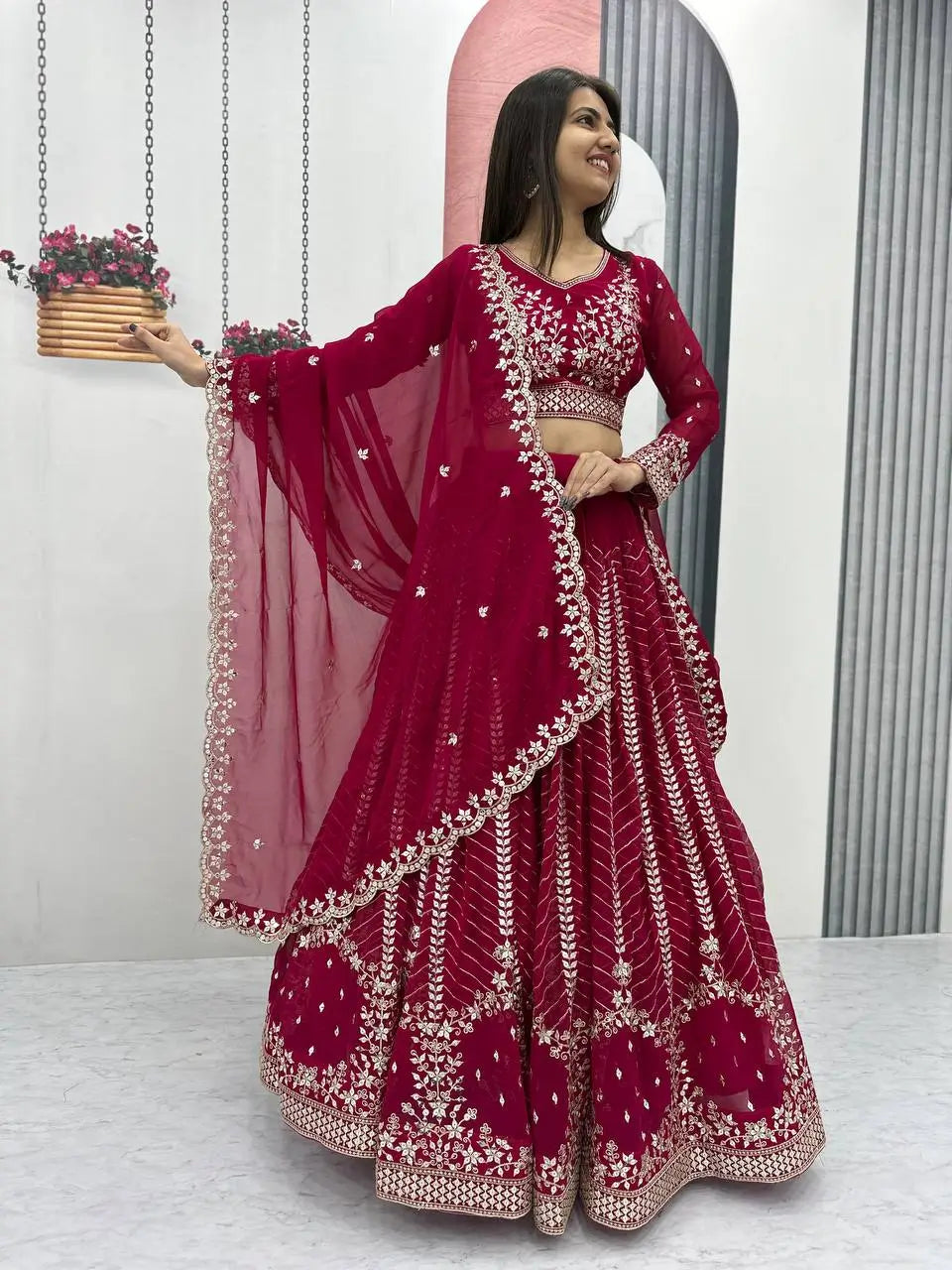 Designer Embroidered Georgette Lehenga Choli Set