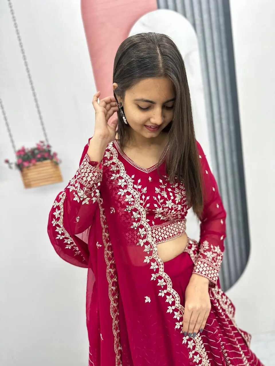 Designer Embroidered Georgette Lehenga Choli Set