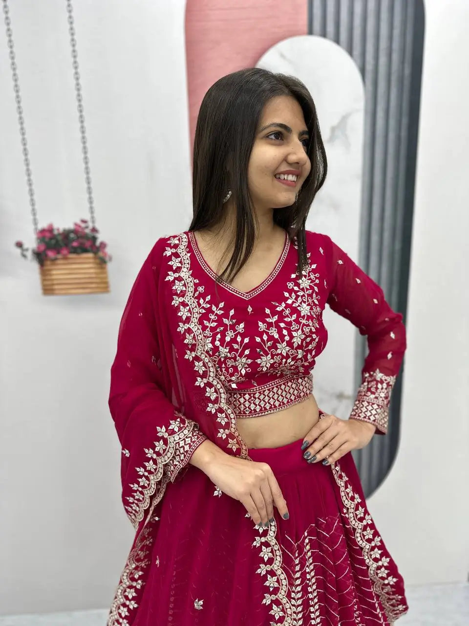 Designer Embroidered Georgette Lehenga Choli Set