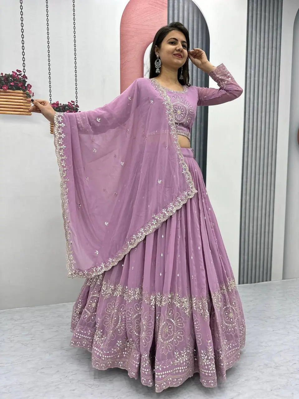 Designer Embroidered Georgette Lehenga Choli Set