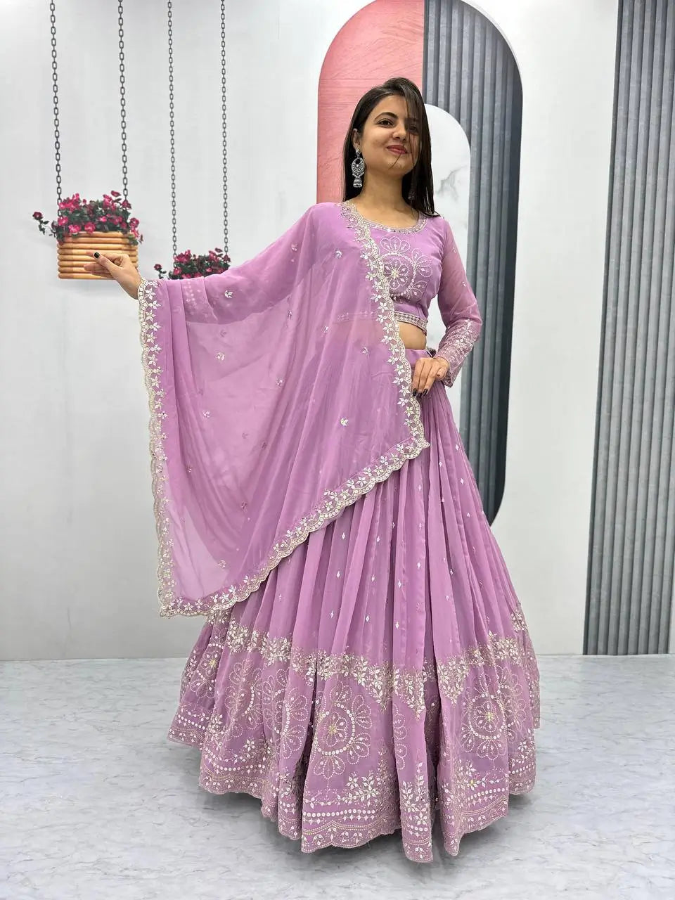 Designer Embroidered Georgette Lehenga Choli Set