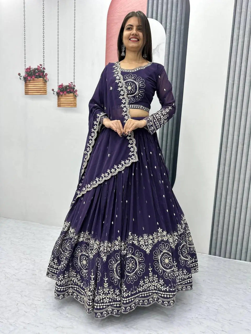 Designer Embroidered Georgette Lehenga Choli Set