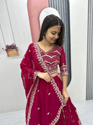 Designer Embroidered Georgette Lehenga Choli Set