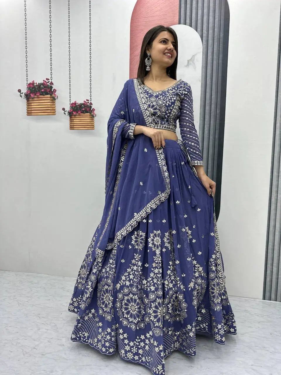 Designer Embroidered Georgette Lehenga Choli Set