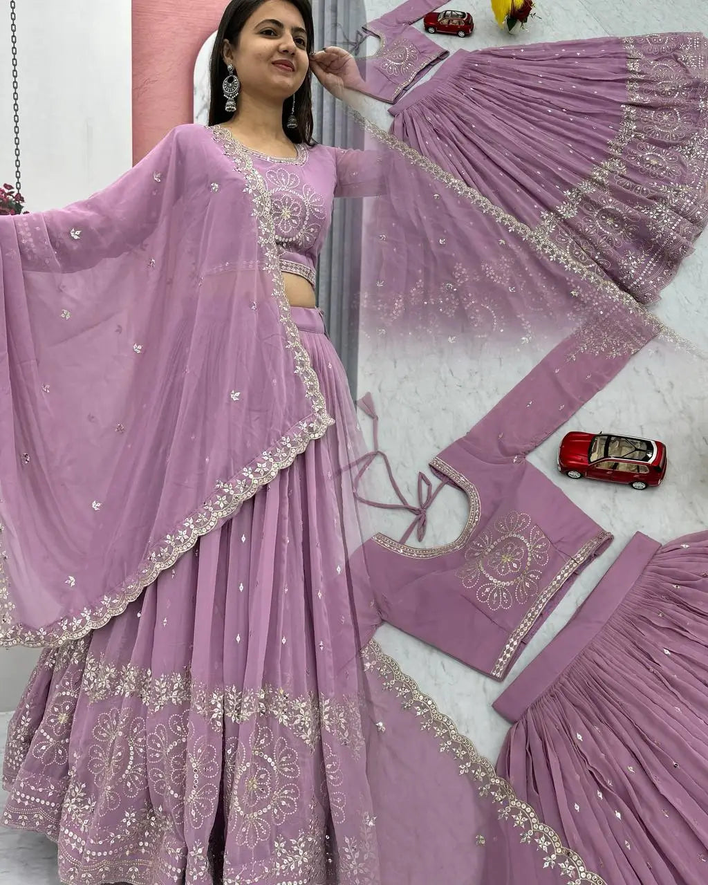 Designer Embroidered Georgette Lehenga Choli Set