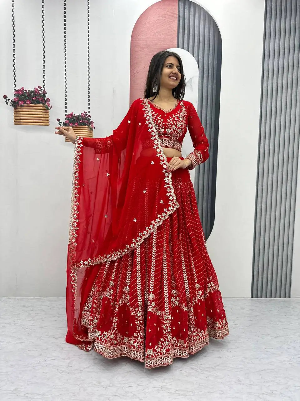 Designer Embroidered Georgette Lehenga Choli Set
