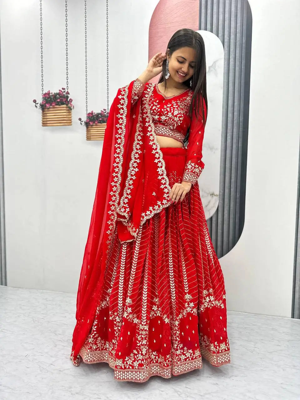 Designer Embroidered Georgette Lehenga Choli Set