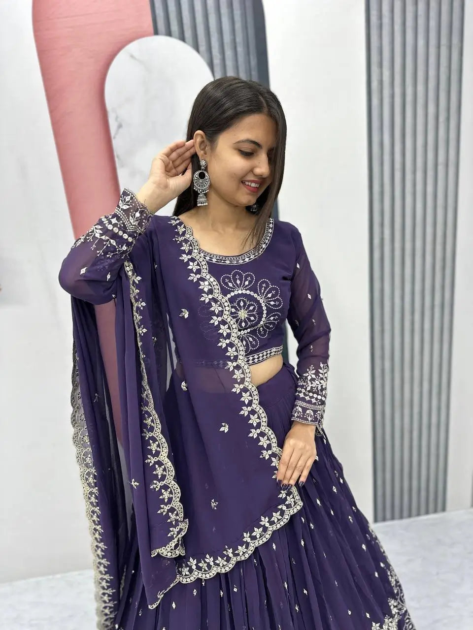 Designer Embroidered Georgette Lehenga Choli Set