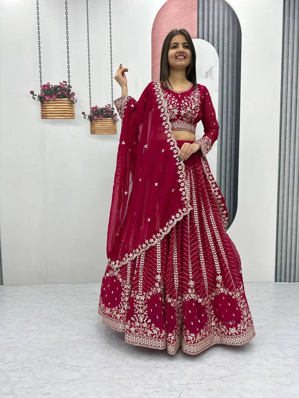 Designer Embroidered Georgette Lehenga Choli Set