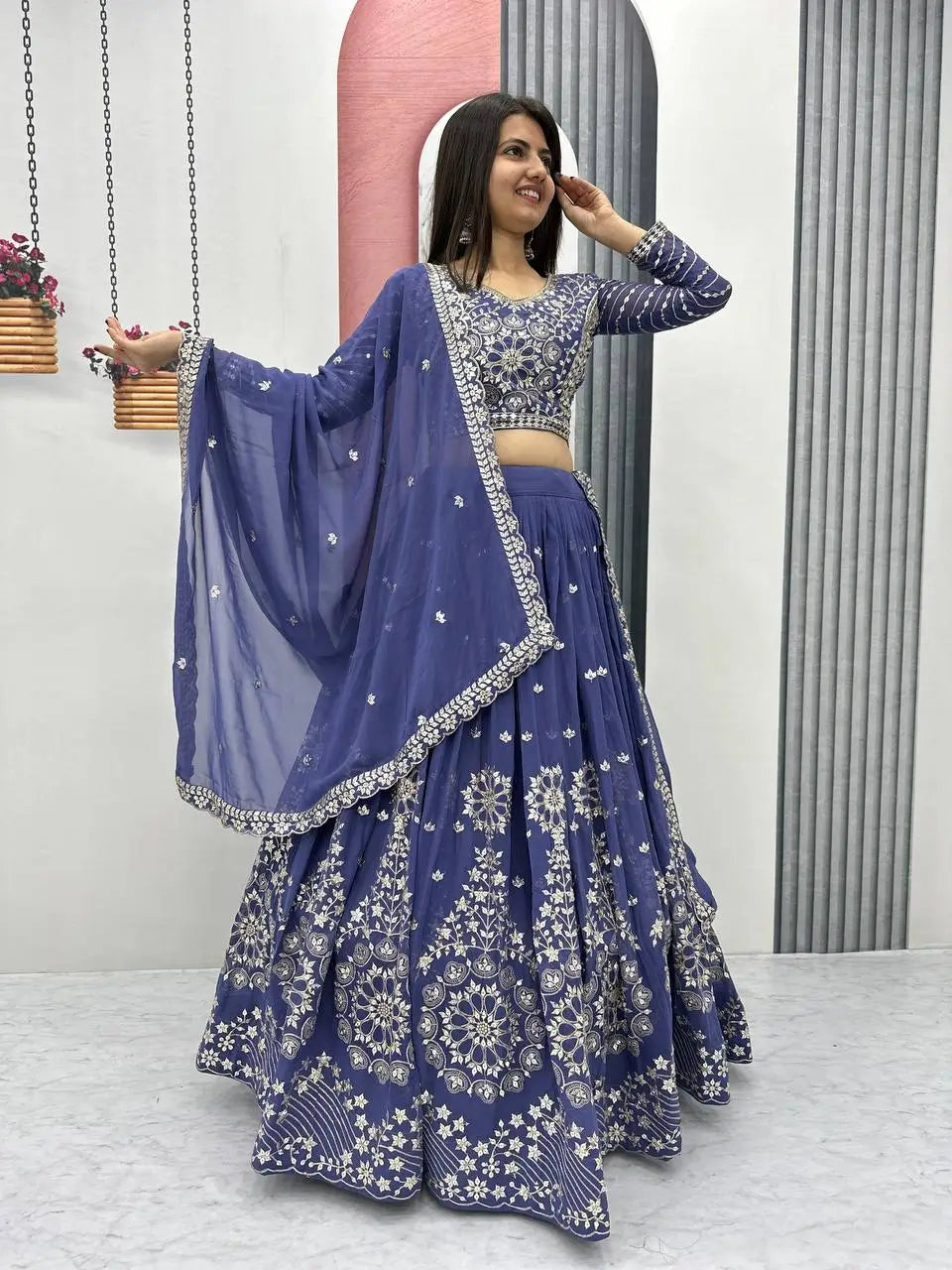 Designer Embroidered Georgette Lehenga Choli Set