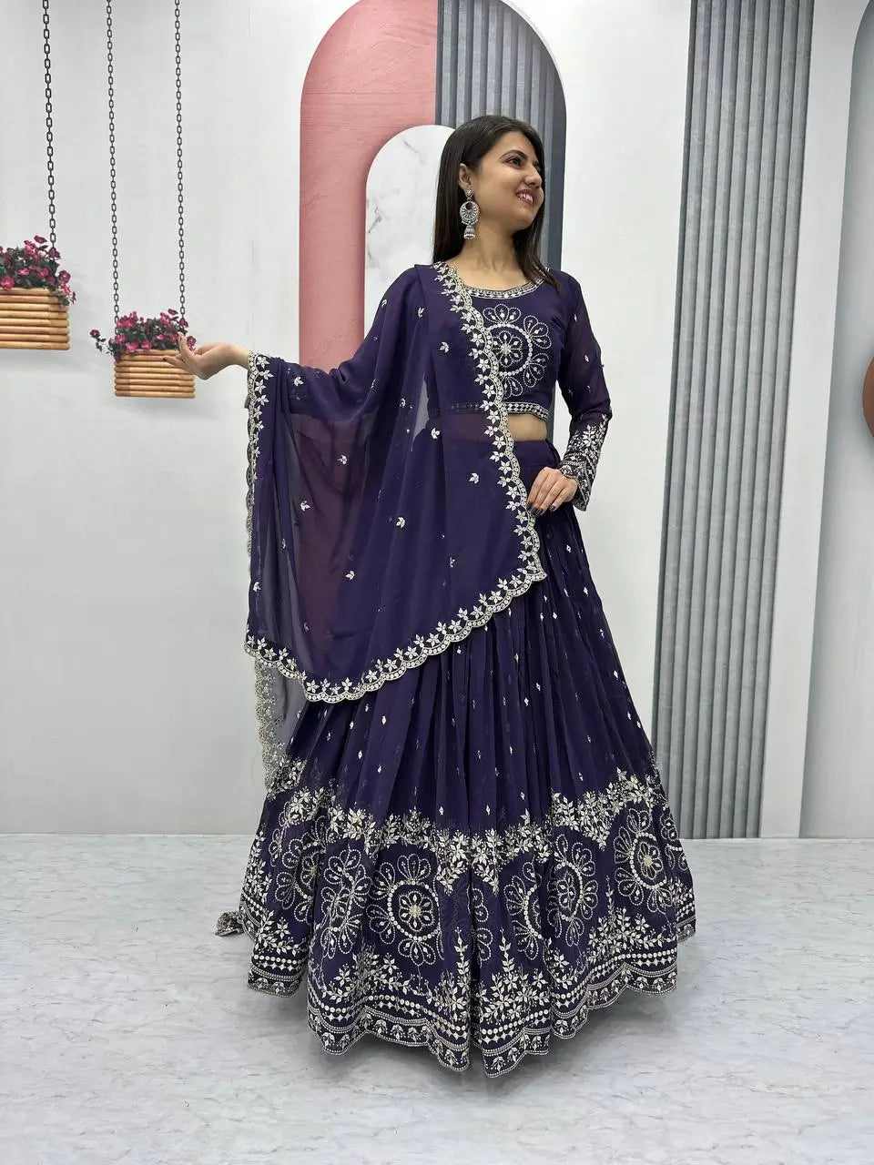 Designer Embroidered Georgette Lehenga Choli Set