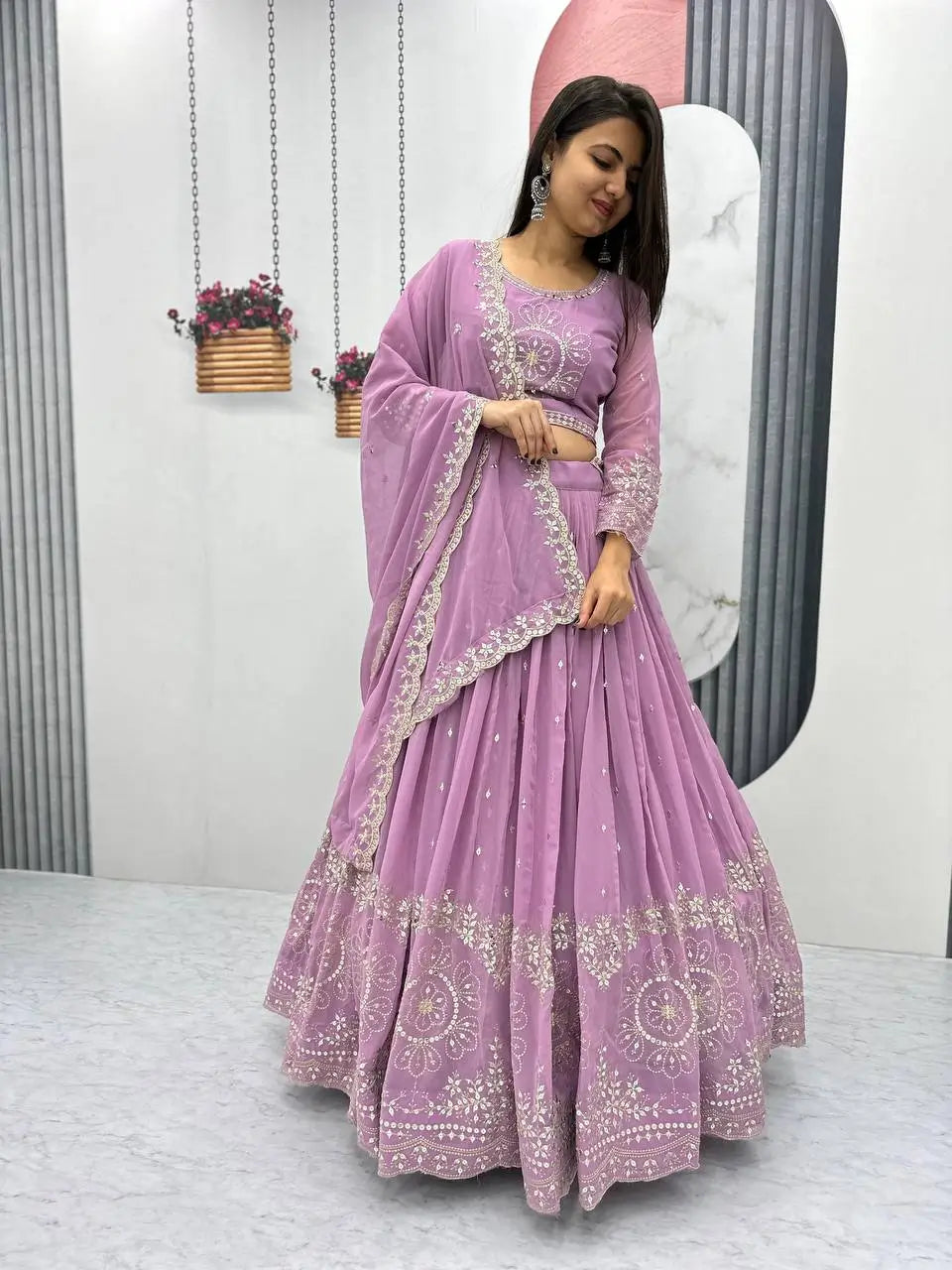 Designer Embroidered Georgette Lehenga Choli Set