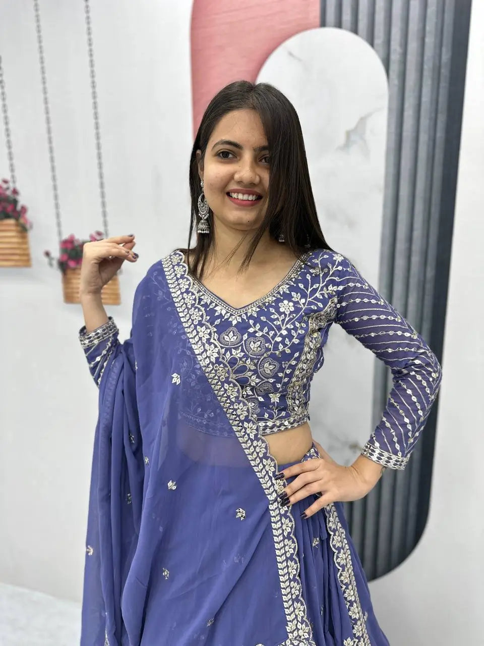 Designer Embroidered Georgette Lehenga Choli Set