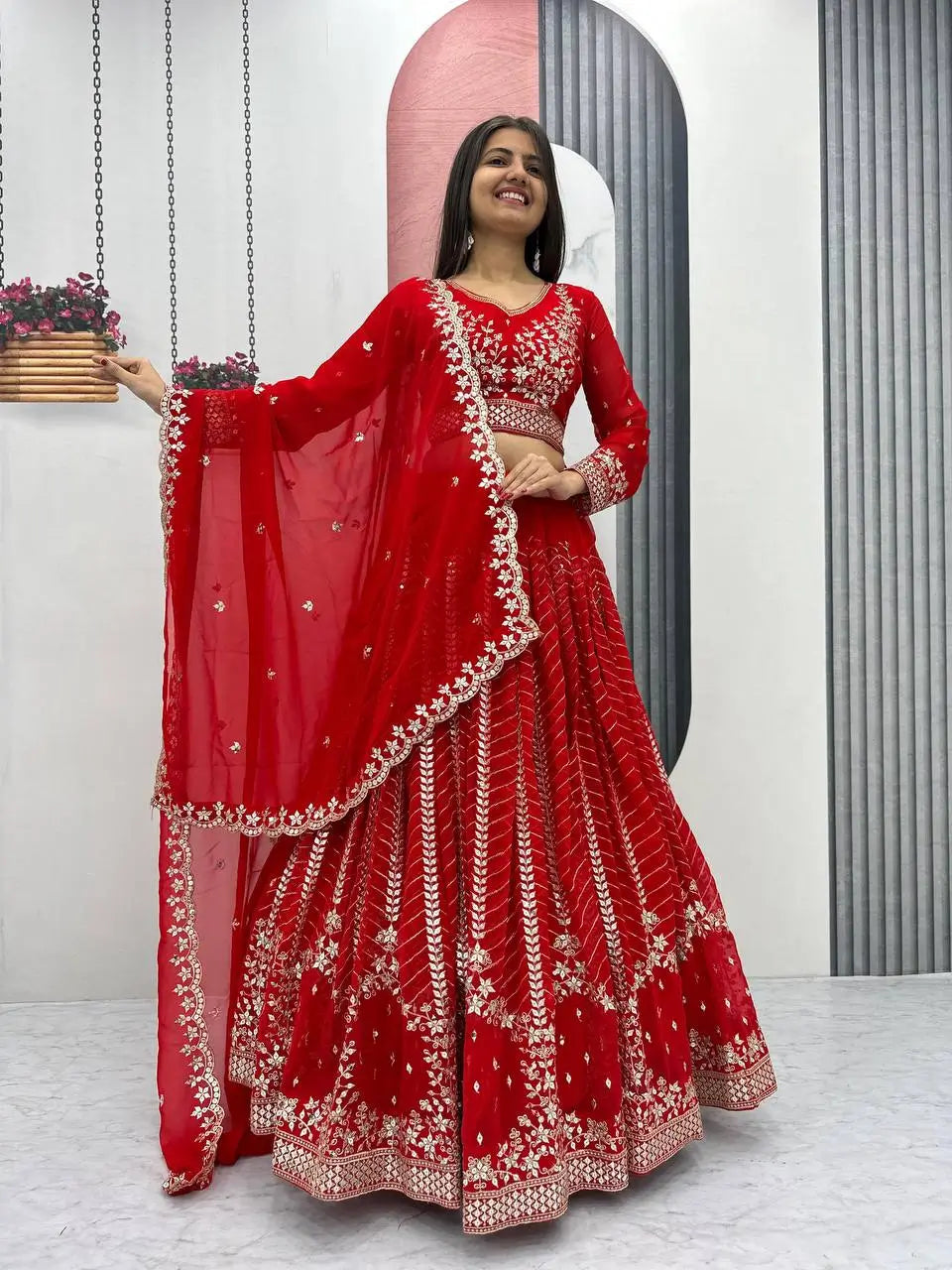Designer Embroidered Georgette Lehenga Choli Set