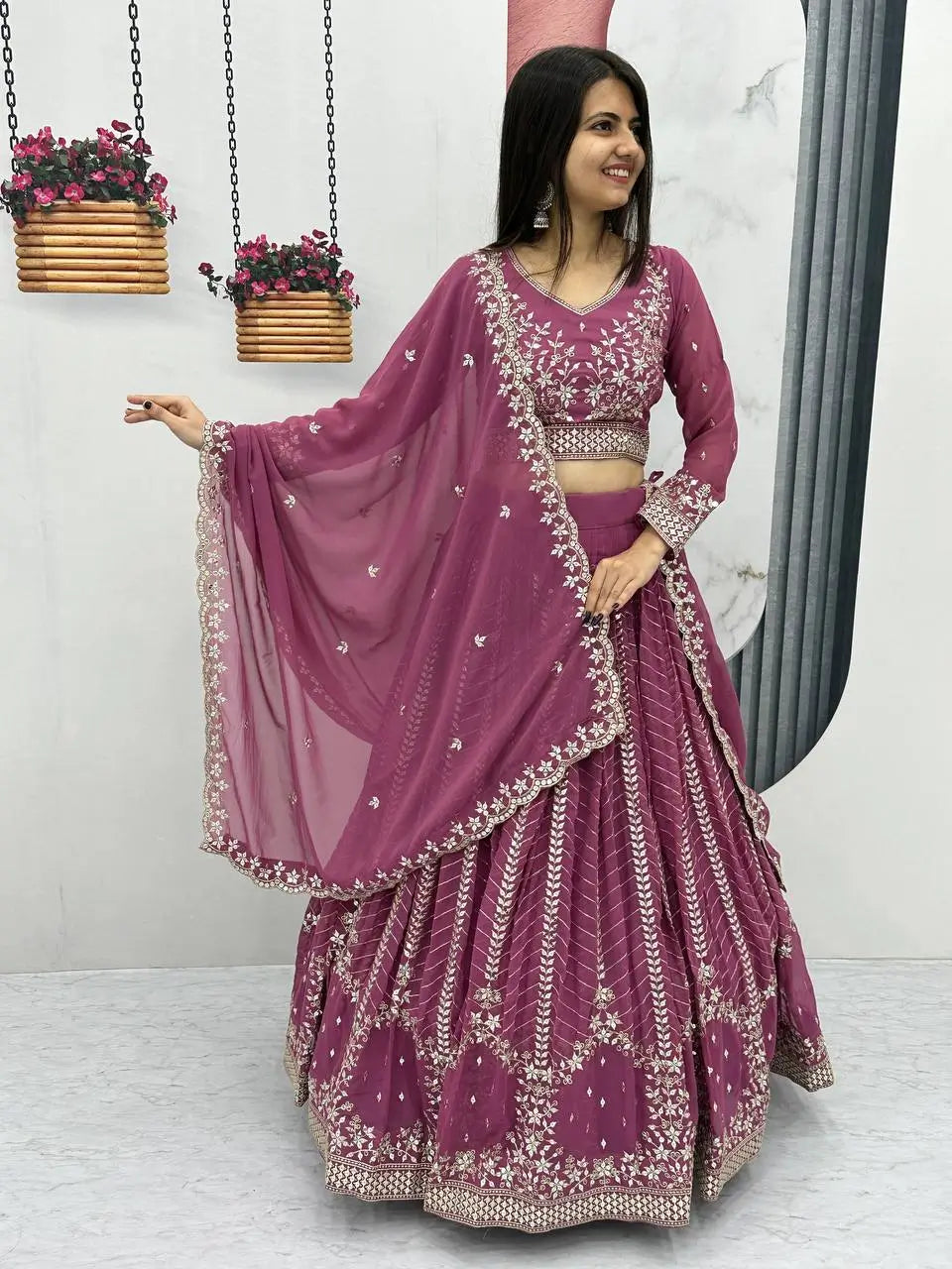 Designer Embroidered Georgette Lehenga Choli Set