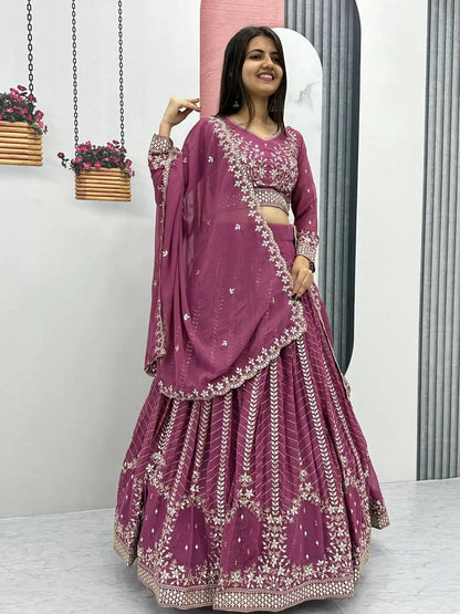 Designer Embroidered Georgette Lehenga Choli Set