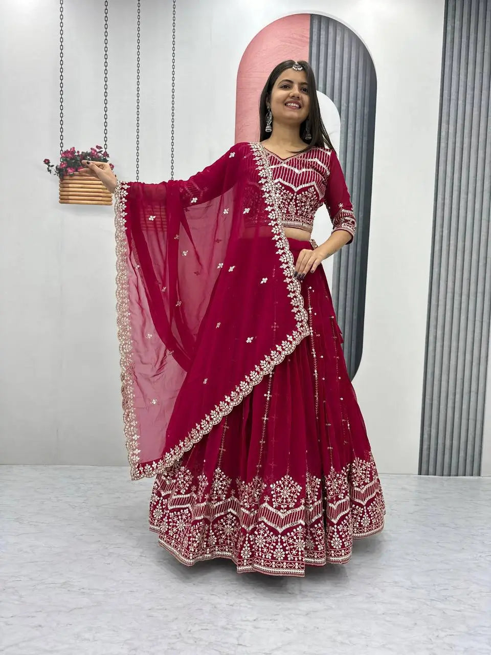 Designer Embroidered Georgette Lehenga Choli Set